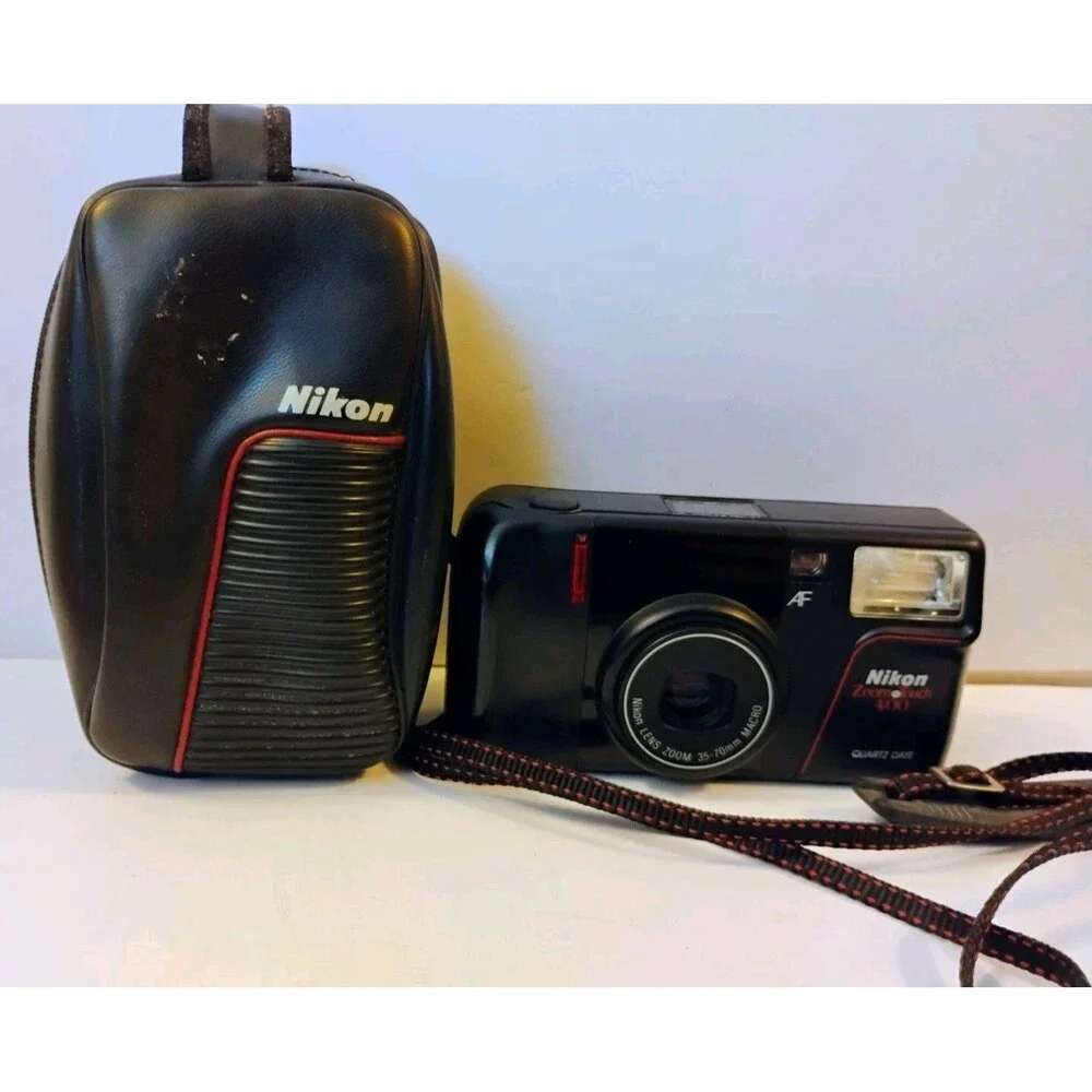 Vintage Nikon Zoom Touch 400 35mm Film Camera w/ Case Untested As-Is